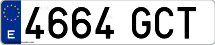 Ejemplo de matrícula de coche ordinaria 4664 GCT