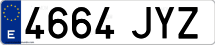 Ejemplo de matrícula de coche ordinaria 4664 JYZ