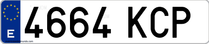Ejemplo de matrícula de coche ordinaria 4664 KCP