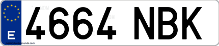 Ejemplo de matrícula de coche ordinaria 4664 NBK