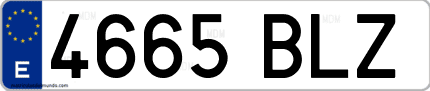 Ejemplo de matrícula de coche ordinaria 4665 BLZ