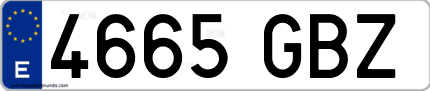 Ejemplo de matrícula de coche ordinaria 4665 GBZ
