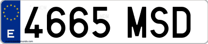 Ejemplo de matrícula de coche ordinaria 4665 MSD