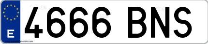 Ejemplo de matrícula española 4666 BNS