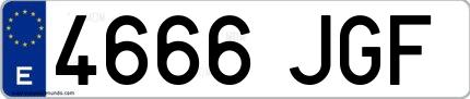 Ejemplo de matrícula española 4666 JGF