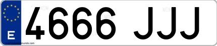 Ejemplo de matrícula española 4666 JJJ