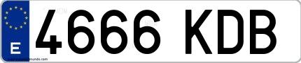 Ejemplo de matrícula española 4666 KDB
