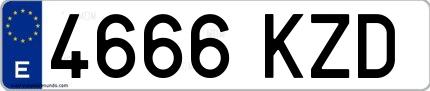Ejemplo de matrícula española 4666 KZD