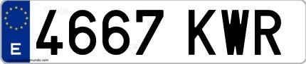 Ejemplo de matrícula española 4667 KWR