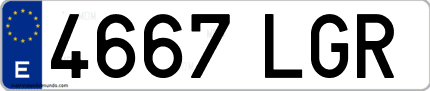 Ejemplo de matrícula de coche ordinaria 4667 LGR