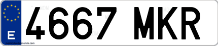 Ejemplo de matrícula de coche ordinaria 4667 MKR