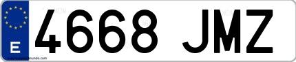 Ejemplo de matrícula española 4668 JMZ