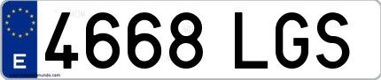 Ejemplo de matrícula española 4668 LGS