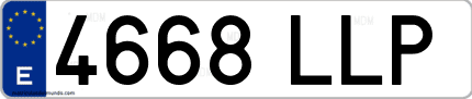 Ejemplo de matrícula de coche ordinaria 4668 LLP