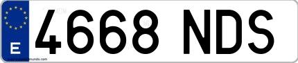 Ejemplo de matrícula española 4668 NDS