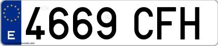 Ejemplo de matrícula española 4669 CFH