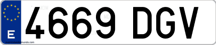 Ejemplo de matrícula de coche ordinaria 4669 DGV