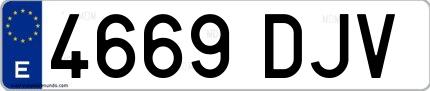 Ejemplo de matrícula española 4669 DJV