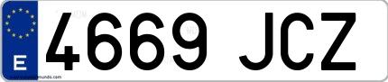 Ejemplo de matrícula española 4669 JCZ