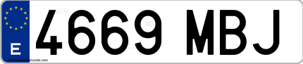 Ejemplo de matrícula de coche ordinaria 4669 MBJ