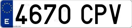 Ejemplo de matrícula española 4670 CPV