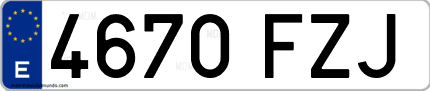 Ejemplo de matrícula de coche ordinaria 4670 FZJ