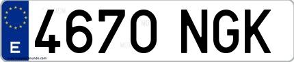 Ejemplo de matrícula española 4670 NGK