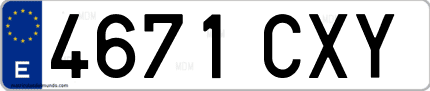 Ejemplo de matrícula de coche ordinaria 4671 CXY