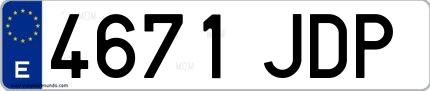 Ejemplo de matrícula española 4671 JDP