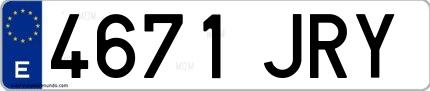 Ejemplo de matrícula española 4671 JRY