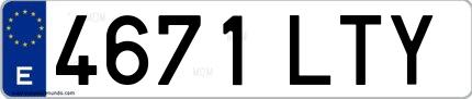 Ejemplo de matrícula española 4671 LTY