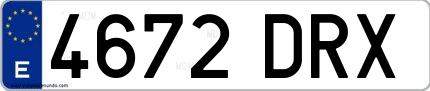Ejemplo de matrícula española 4672 DRX