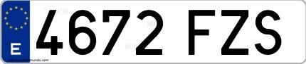 Ejemplo de matrícula española 4672 FZS