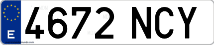 Ejemplo de matrícula de coche ordinaria 4672 NCY