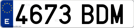 Ejemplo de matrícula de coche ordinaria 4673 BDM