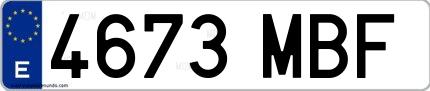 Ejemplo de matrícula española 4673 MBF