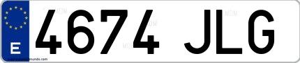 Ejemplo de matrícula española 4674 JLG