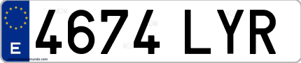 Ejemplo de matrícula de coche ordinaria 4674 LYR