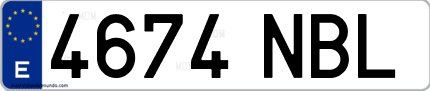 Ejemplo de matrícula de coche ordinaria 4674 NBL