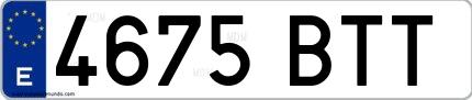 Ejemplo de matrícula española 4675 BTT