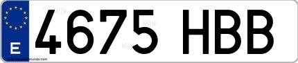 Ejemplo de matrícula española 4675 HBB