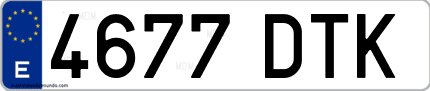 Ejemplo de matrícula de coche ordinaria 4677 DTK