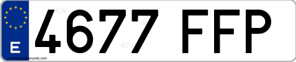 Ejemplo de matrícula de coche ordinaria 4677 FFP