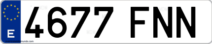Ejemplo de matrícula de coche ordinaria 4677 FNN