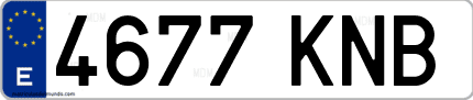 Ejemplo de matrícula de coche ordinaria 4677 KNB