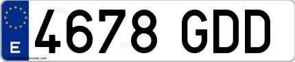 Ejemplo de matrícula española 4678 GDD