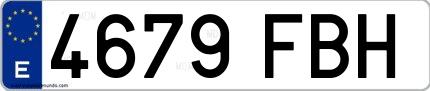 Ejemplo de matrícula española 4679 FBH