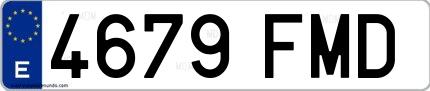 Ejemplo de matrícula española 4679 FMD