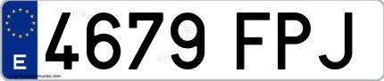 Ejemplo de matrícula española 4679 FPJ