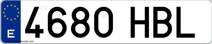 Ejemplo de matrícula española 4680 HBL
